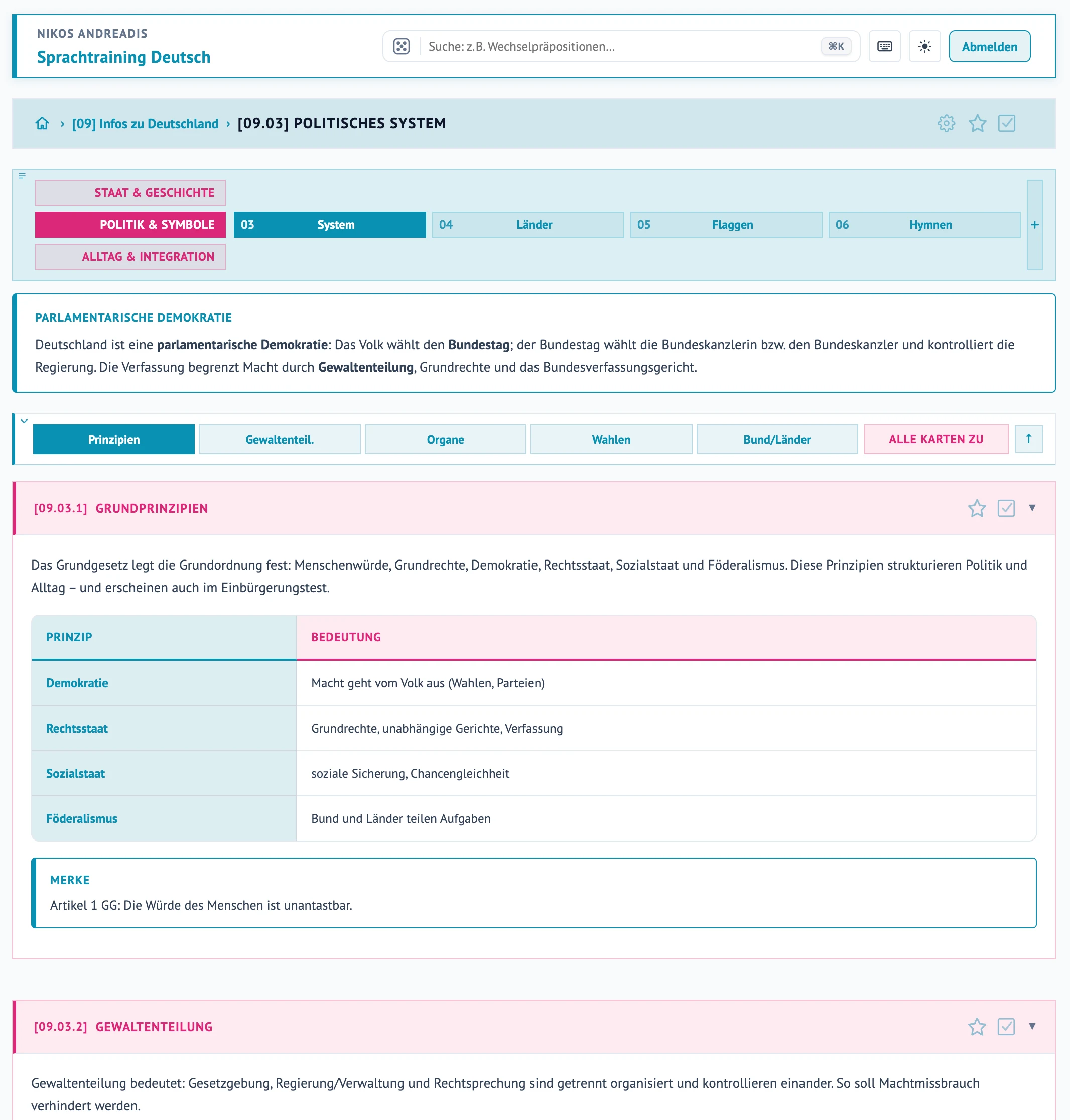 Wissensmodul Infos zu Deutschland mit politischem System und Institutionen